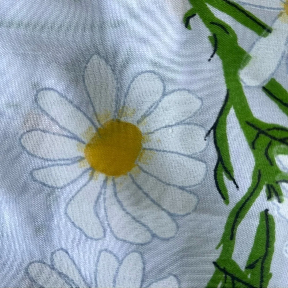 VTG Burlington Vera Daisy No Iron 2-Piece Floral Full Sheet Set Made in USA READ